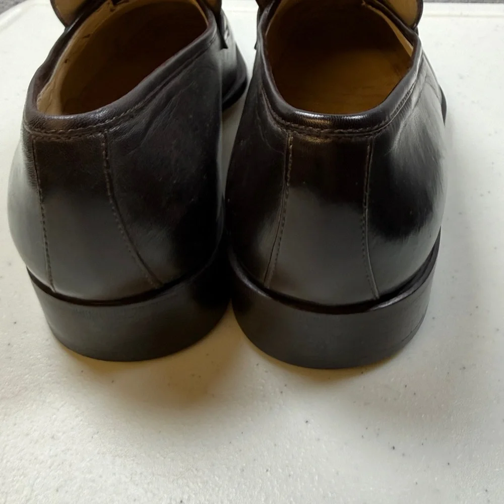 Bally Mens Loafers Size 10 Dark Leather Designer Comfort
